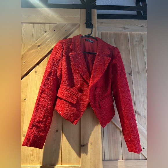 SHEIN Jackets & Blazers - SHEIN Red Textured Blazer